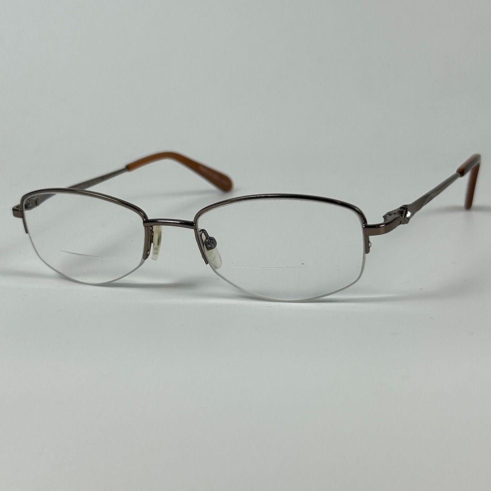 Fregossi 602 Unisex Eyeglasses Frame Shiny Brown Metal Half Rim 50-18-135 mm
